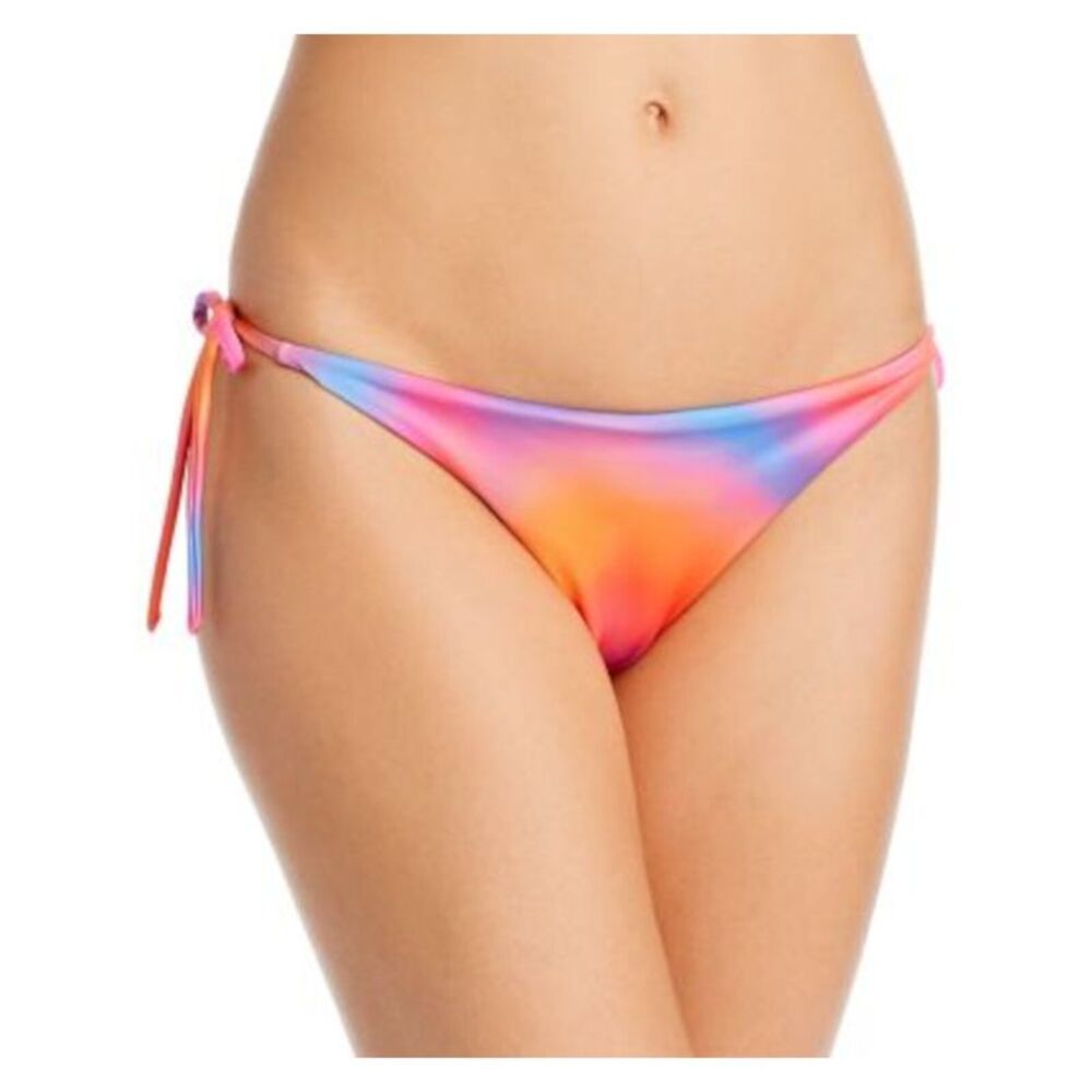 PEIXOTO Women's Orange Stretch Lined Tie Metallic Tonie Bikini Swimsuit Bottom S
